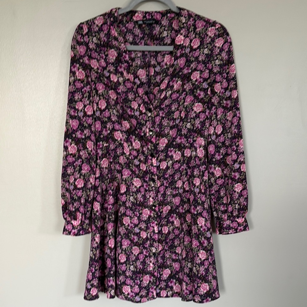 Zara Purple and Pink Floral Dress